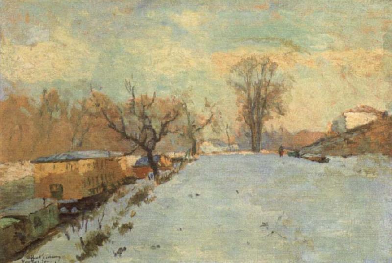 Albert Lebourg Road on the Banks of the Seine at Neuilly in Winter oil painting image